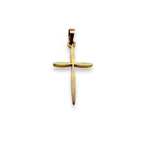 14k Yellow Gold Religious Cross Crucifix Jesus Vintage Textured Pendant .9grams